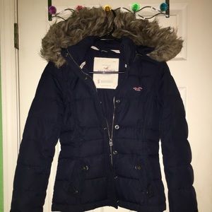 Navy Faux Fur Coat